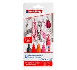 Marqueur permanent pour textile Edding 4500 pointe ogive 2 à 3 mm - Pochette de 5