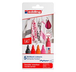Marqueur permanent pour textile Edding 4500 pointe ogive 2 à 3 mm - Pochette de 5