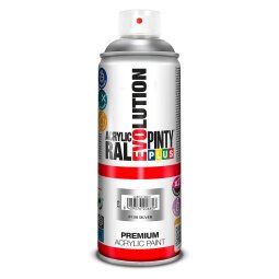 Peinture acrylique brillante Pintyplus Evolution - Aérosol de 400 ml, argent P150