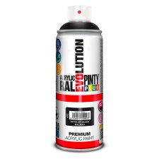 Peinture acrylique satinée Pintyplus Evolution - Aérosol de 400 ml, noir jet RAL9005