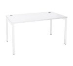Bureau droit plateau blanc L 140 x P 80 cm, piétements métal - Practica