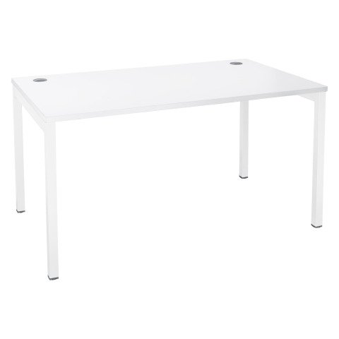 Mesa recta Squadra An 140 x Fon 80 cm blanca patas blancas