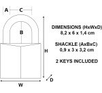 Cadenas à clé en laiton Master Lock 150EURD, 160EURD, 170EURD