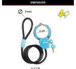 Câble antivol à clé avec menotte 1 m