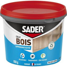 Colle à bois prise progressive Sader - Pot de 650 g