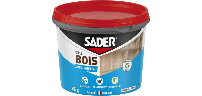 Colle à bois prise progressive Sader - Pot de 650 g
