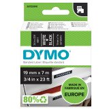 Dymo D1 tape 19 mm, wit op zwart