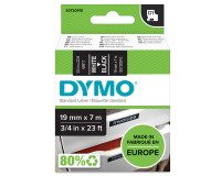 Dymo D1 tape 19 mm, wit op zwart
