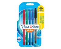 Stylo bille Paper Mate Inkjoy 100ST à capuchon écriture fine 0,7 mm - Pochette de 5