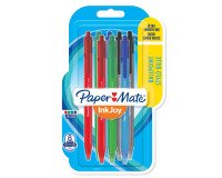 Stylo bille Paper Mate Inkjoy 100 rétractable écriture moyenne 1 mm - Pochette de 8