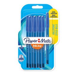 Stylo bille Paper Mate Inkjoy 100 à capuchon pointe moyenne 1 mm - Pochette de 8