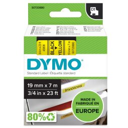 Labeltape Dymo LabelManager D1 polyester 19mm zwart op geel