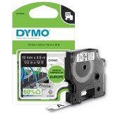 Labeltape Dymo LabelManager D1 nylon 12mm zwart op wit