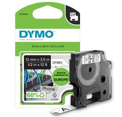 Nylon ribbon Dymo D1 12 mm S0718040 - white with black writing