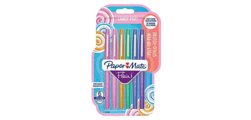Stylo feutre Paper Mate Flair Candy POP écriture moyenne - Pochette de 6