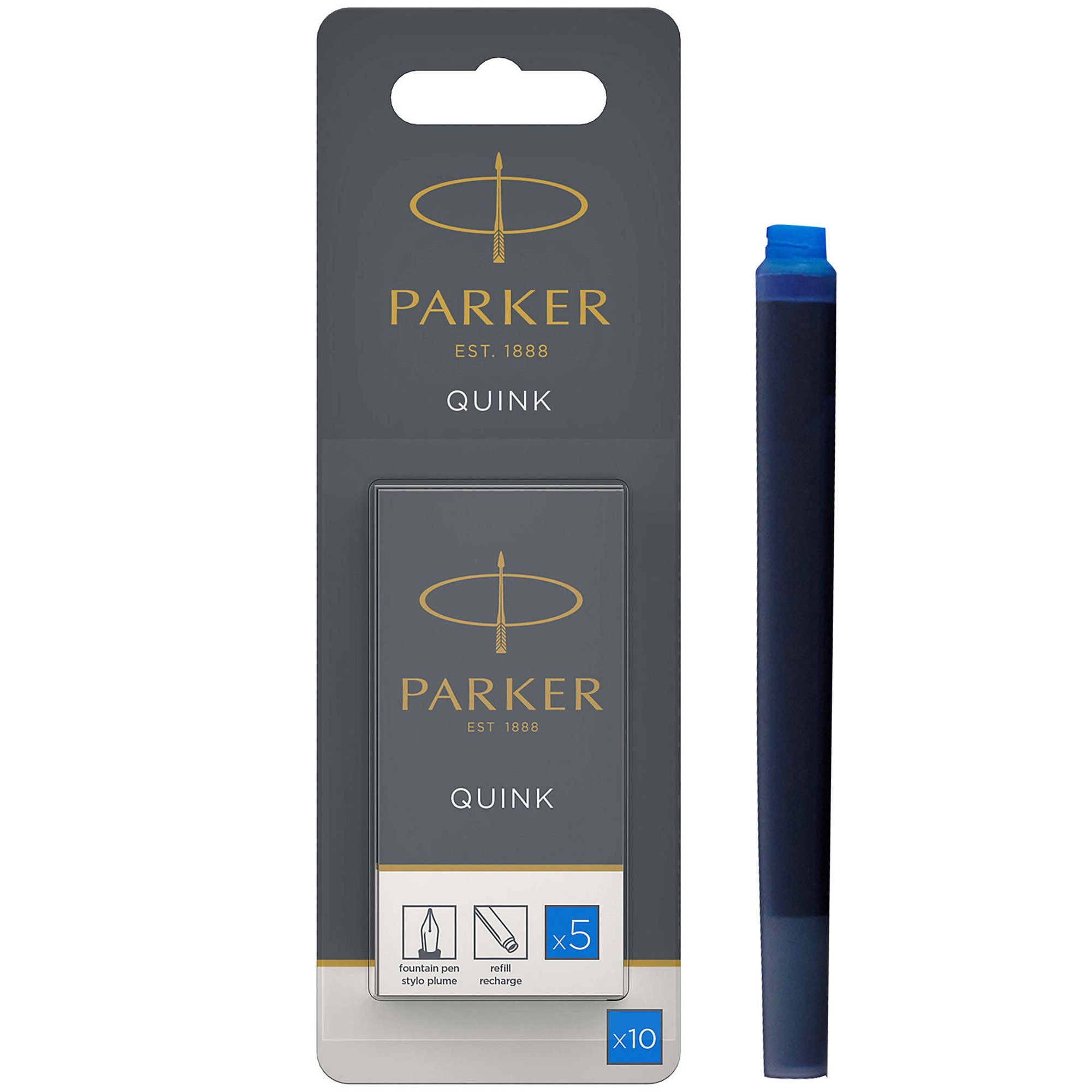 Waterman S0110910 - 4 etuis met 8 grote inktpatronen blauw, inkt uitwisbaar (4x 8-pack blauwzwart