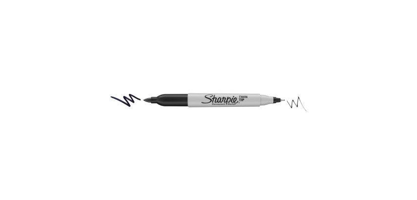 Permanent double-ended Sharpie marker 0.5 to 3 mm.