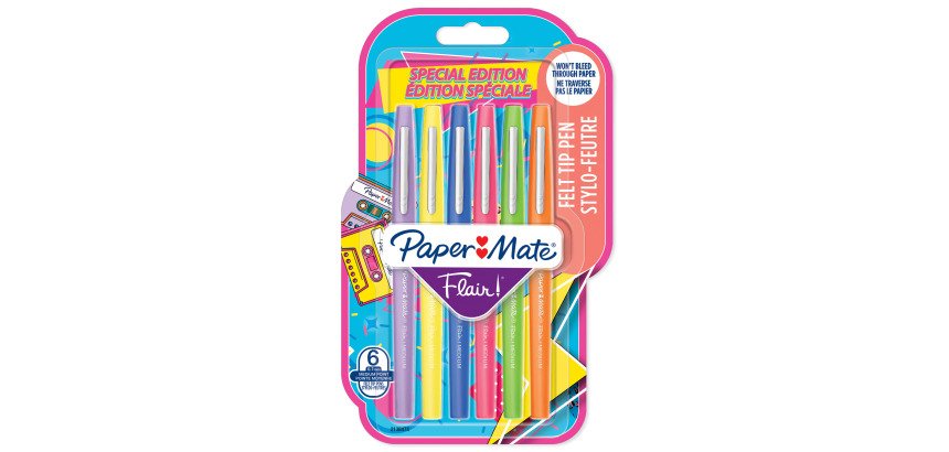 Stylo feutre Paper Mate Flair Retro écriture moyenne - Pochette de 6