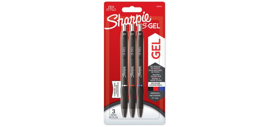 Stiftroller Sharpie S-Gel einziehbar 0,7 mm Spitze - mittlere Schreibweise - Packung mit 3