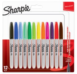Viltstift Sharpie rond fijn assorti blister à 12 stuks
