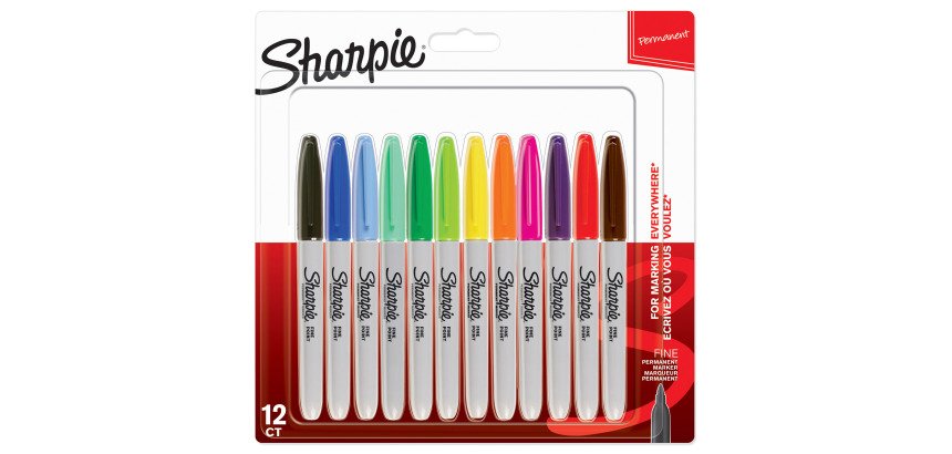 Marqueur permanent Sharpie pointe 1,5 à 3 mm - Pochette de 12