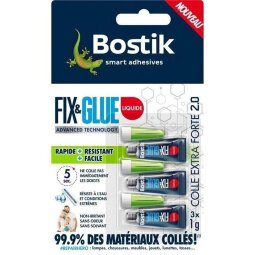 Colle liquide Fix glue Bostik - Lot de 3 tubes de 1 g