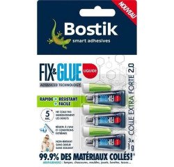 Colle liquide Fix glue Bostik - Lot de 3 tubes de 1 g
