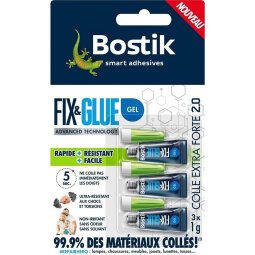 Colle en gel Fix & Glue Bostik - Lot de 3 tubes de 1 g