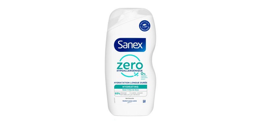 Gel douche hydratant Sanex Zero % - Flacon de 475 ml
