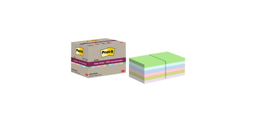 Notes repositionnables recyclées couleurs Super Sticky Post-it - bloc de 70 feuilles