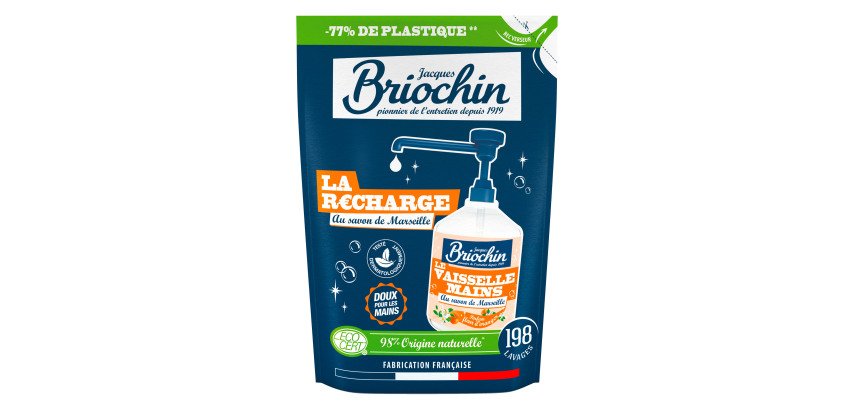 Liquide Vaisselle mains Briochin Savon de Marseille & Fleur d'oranger - Recharge de 450 ml