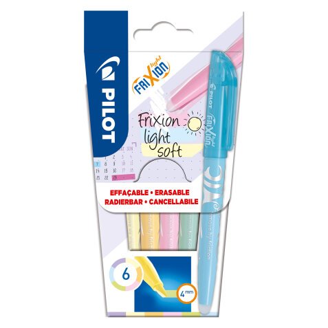 Text:  
Textmarker zum Auslöschen Pilot Frixion Light Soft Pastell - 6er-Pack

Translated text:  
Textmarker zum Auslöschen Pilot Frixion Light Soft Pastell - 6er-Pack