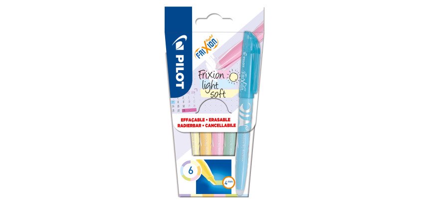 Surligneur effaçable Pilot Frixion Light Soft pastel - Pochette de 6