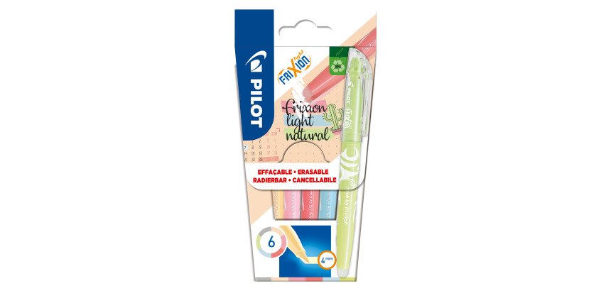 Pochette de 6 surligneurs effaçables FRIXION Light Natural. Coloris tendance