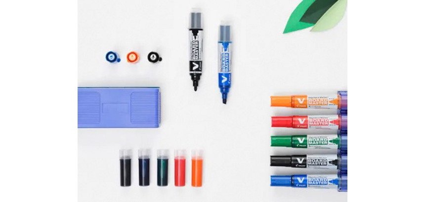 Marqueur effaçable à sec rechargeable VBOARD MASTER. Pointe biseautée moyenne. Encre liquide noir