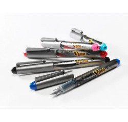 Stylo plume Pilot V Pen Silver à pointe moyenne 0,5 mm