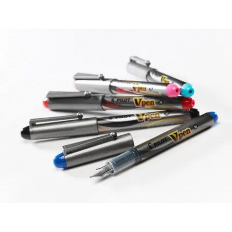 Stylo plume Pilot V Pen Silver à pointe moyenne 0,5 mm