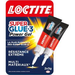 Colle Super glue 3 Power Gel Loctite - Lot de 2 tubes de 3 g