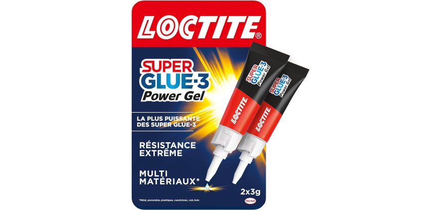 Colle Super glue 3 Power Gel Loctite - Lot de 2 tubes de 3 g