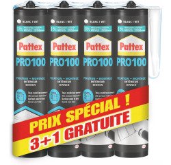 Colle de fixation PRO100 Sader - Lot de 3 cartouches +1 gratuite
