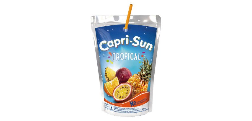 Capri-Sun Tropical 20 cl - 20 gourdes

Translated to English:
Capri-Sun Tropical 20 cl - 20 gourdes