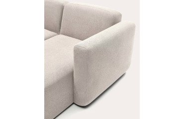 Modulaire bank Neom 3-zits met chaise longue rechts/links, gestructureerde beige stoffering, L.263 cm