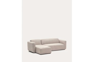 Canapé modulable Neom 3 places méridienne droite/gauche tissu structuré beige L.263 cm