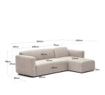 Canapé modulable Neom 3 places méridienne beige 263 cm