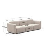 Canapé modulable Neom 3 places bleu 263 cm