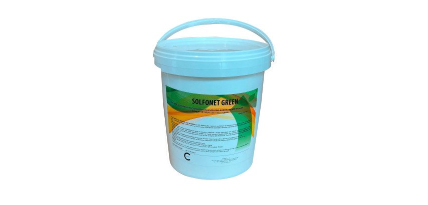 Polvere assorbente per sversamenti acidi Solfonet Green Carvel DUS351G in secchio, 5 kg