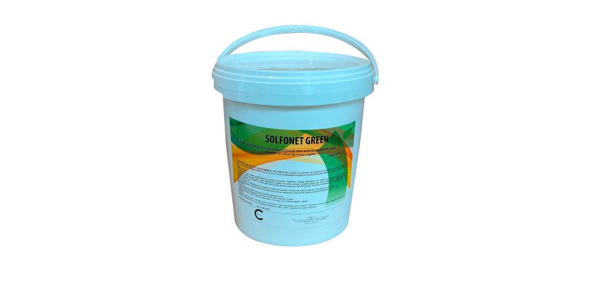 Polvere assorbente per sversamenti acidi Solfonet Green Carvel DUS351G in secchio, 5 kg