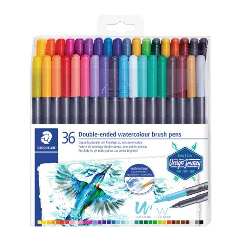 Rotulador acuarelable Design Journey doble punta colores surtidos - Estuche de 36
