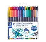 Feutre aquarellable Design Journey double pointes couleurs assorties - Pochette de 36