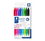 Stylo bille Staedtler 4230M rétractable pointe 1 mm écriture moyenne - Pochette de 8